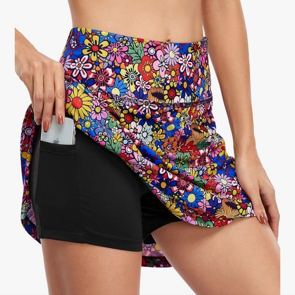 Fulbelle Pants - Fulbelle Womens Medium Skort Colorful Skirt Shorts Pockets Golf Tennis High Rise